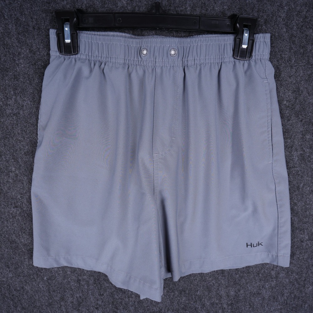 Huk Fishing Shorts Men Small Gray Excellent Performance Mesh Lined Activewear